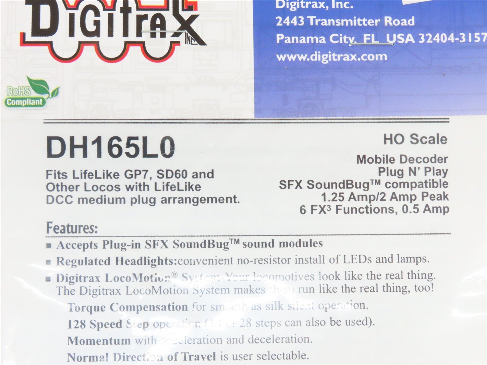 LOT of 2 Digitrax DH165L0 DCC 8-Pin Mobile Decoder for HO Life-Like Diesels
