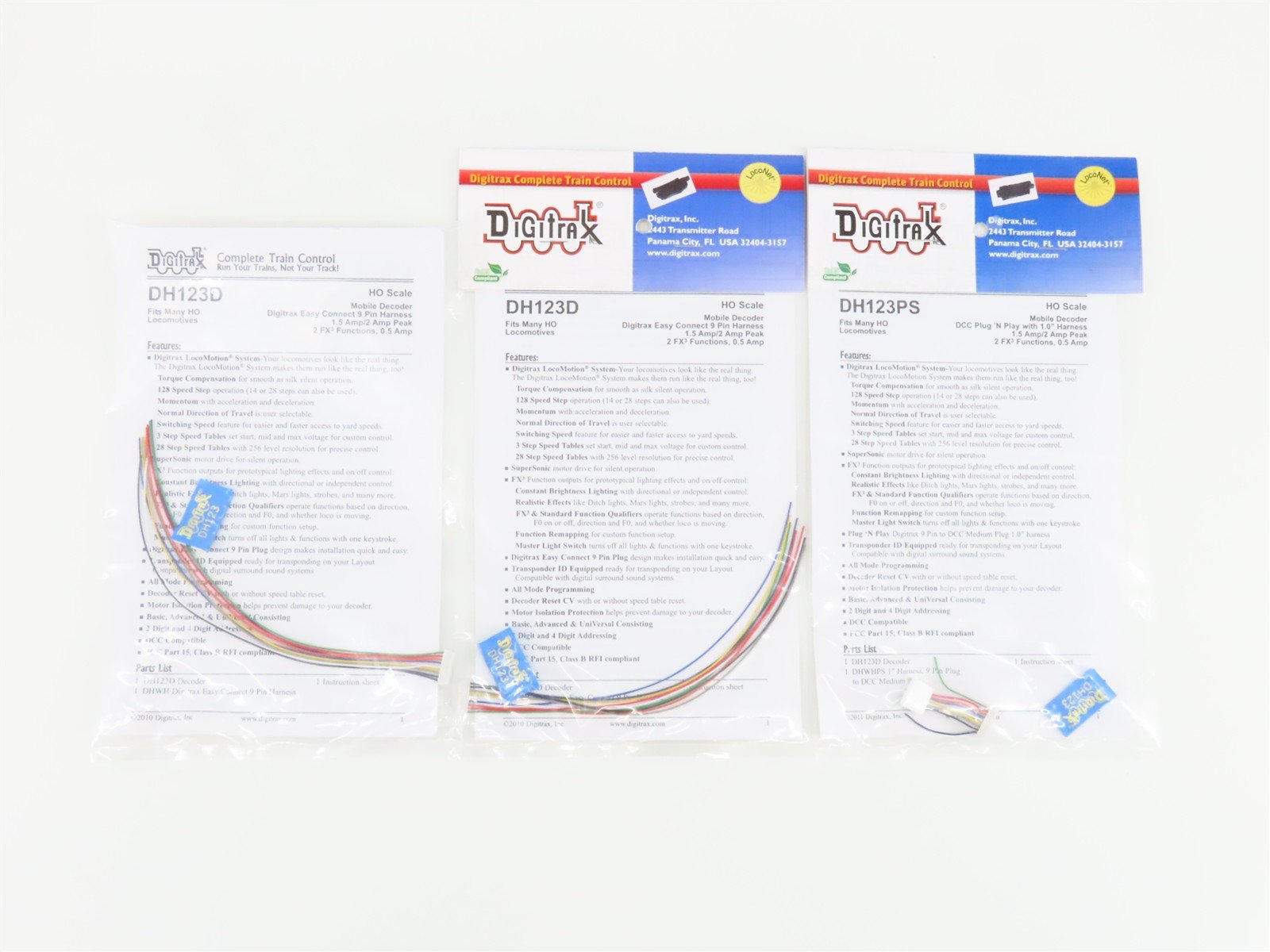 LOT of 3 Digitrax DH123D & DH123PS DCC Mobile Decoder for HO Scale