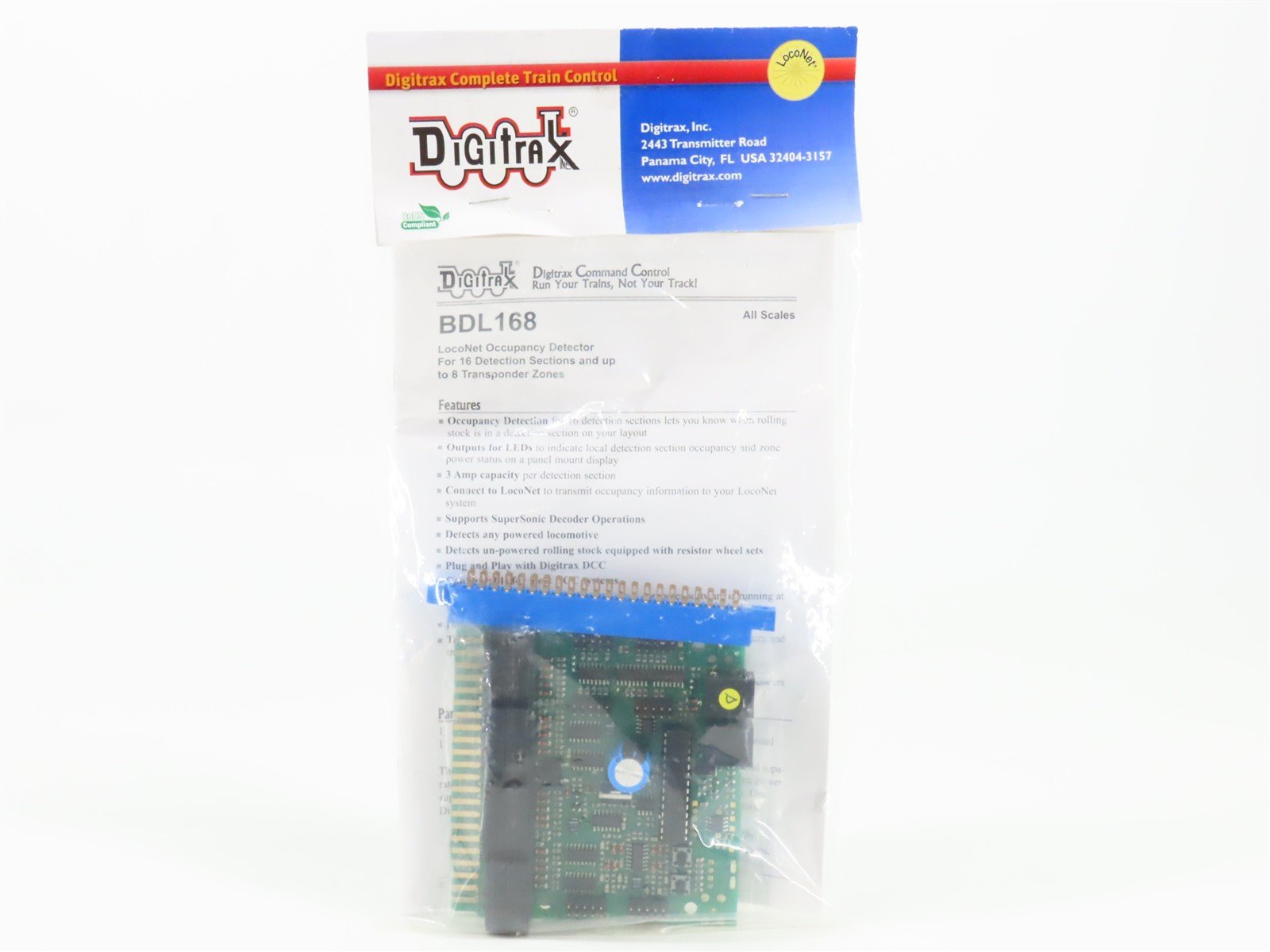 Digitrax BDL168 LocoNet 16-Section Occupancy Detector