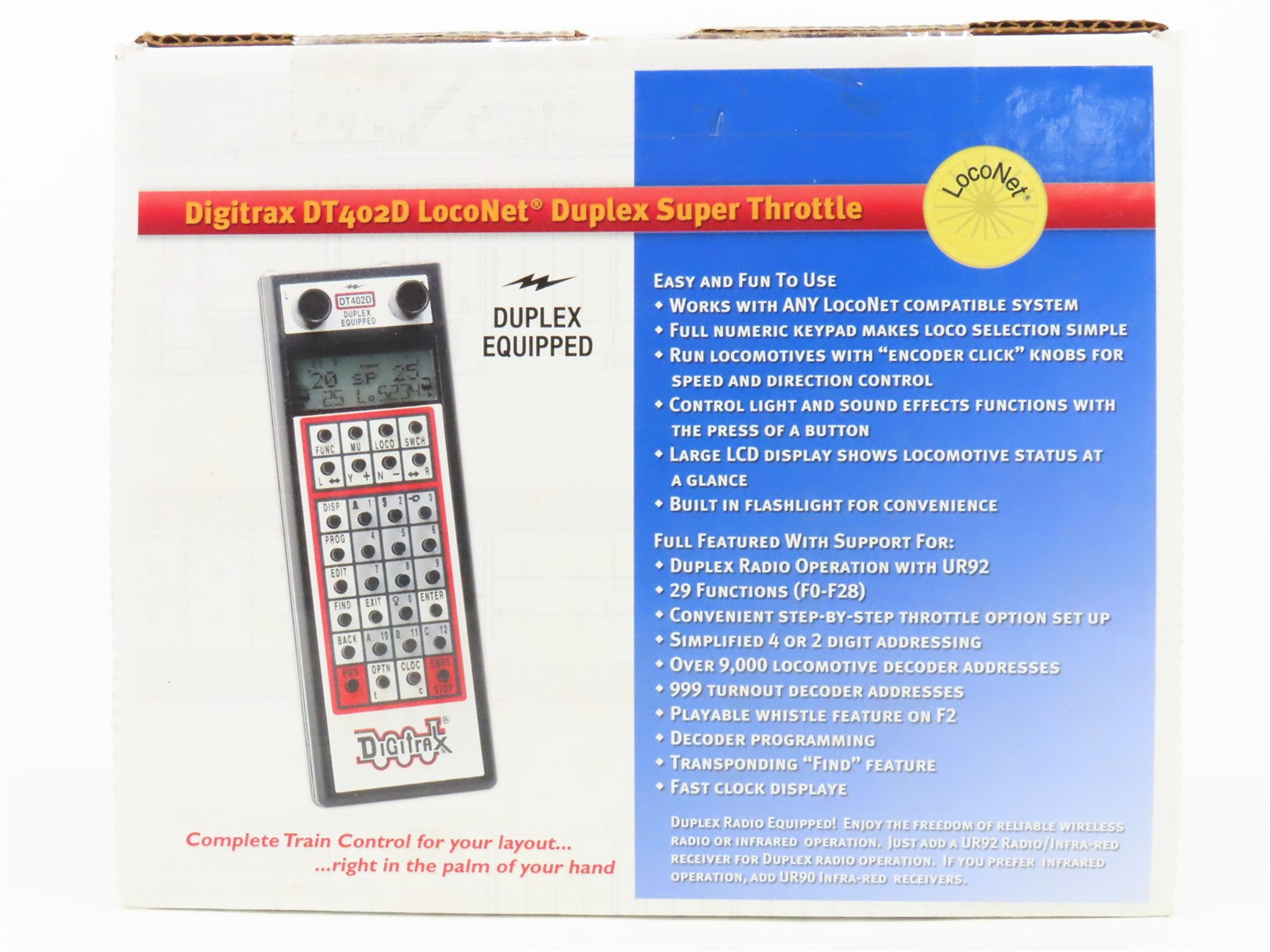 Digitrax DT402D LocoNet DCC Duplex Radio Equipped Super Throttle