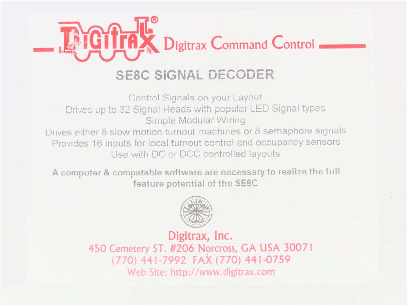 Digitrax SE8C LocoNet DCC Signal Decoder