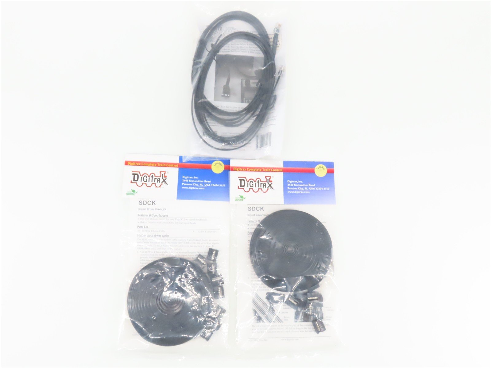 LOT of 3 Digitrax LNC82 8' LocoNet Cable Pack & SDCK Signal Driver Cable Kits