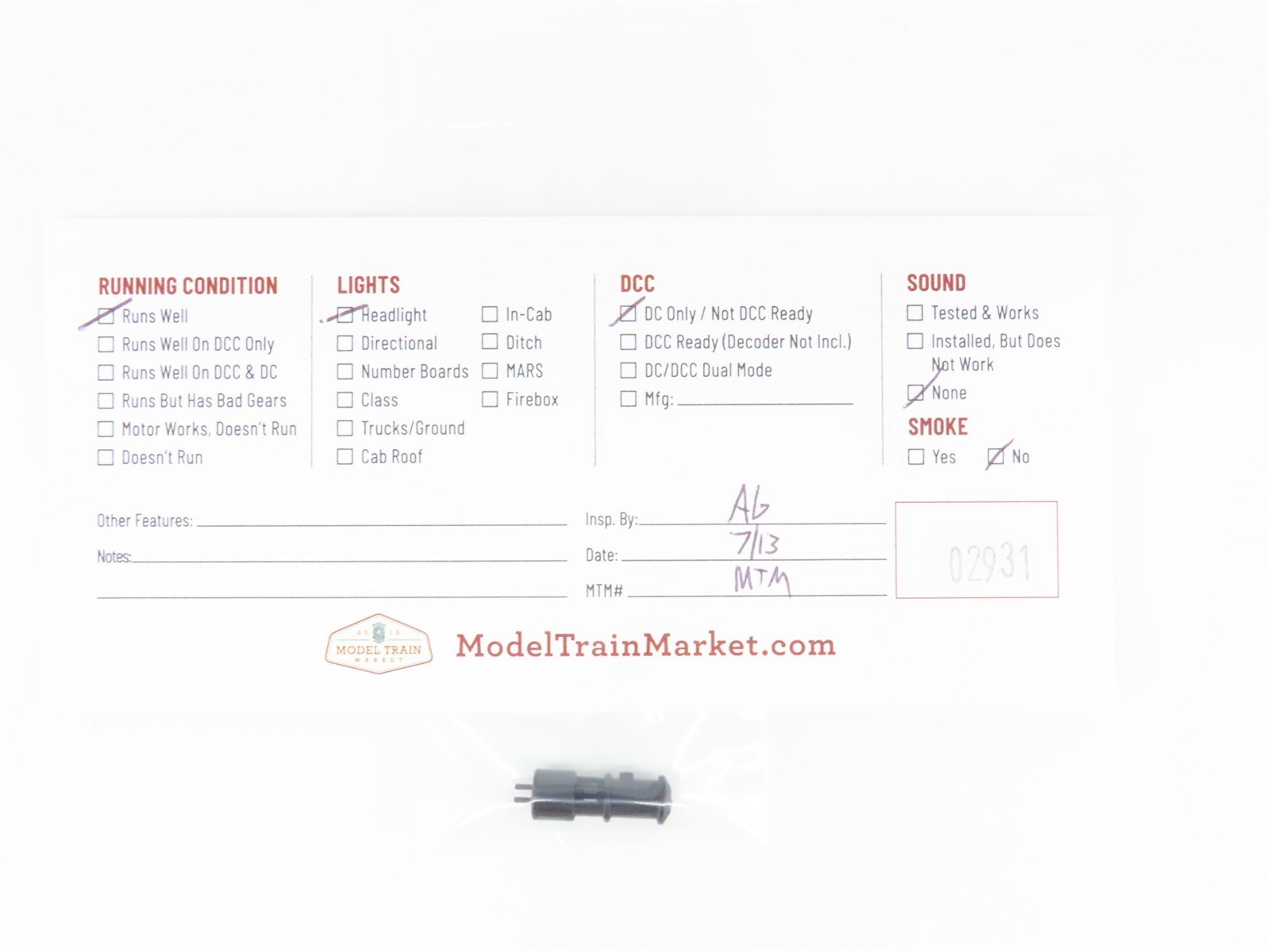 On30 Scale Bachmann PRR Pennsylvania 2-6-0 Steam Locomotive #9687
