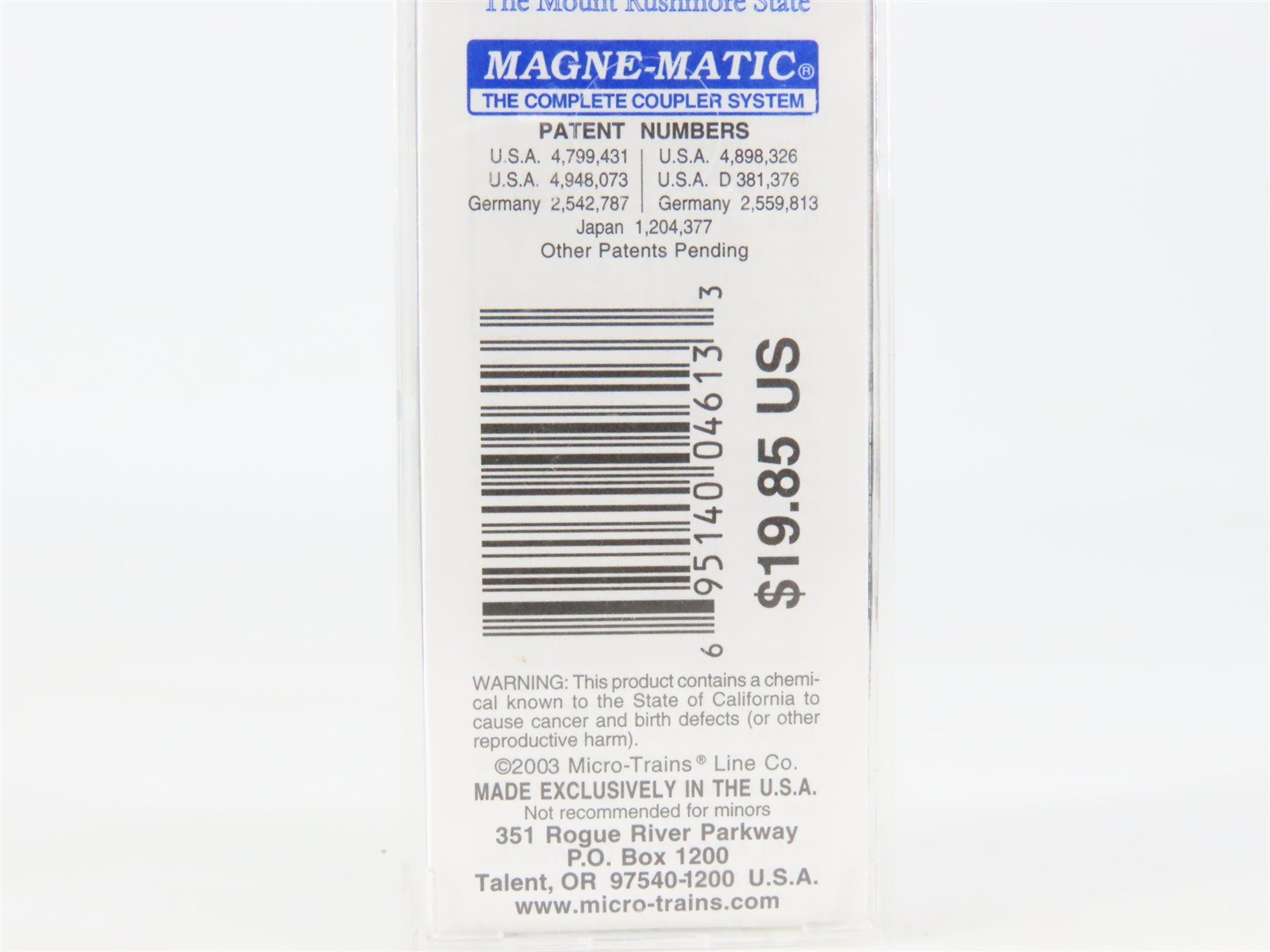 N Scale Micro-Trains MTL 21371 SD South Dakota State 40' Standard Boxcar #1889
