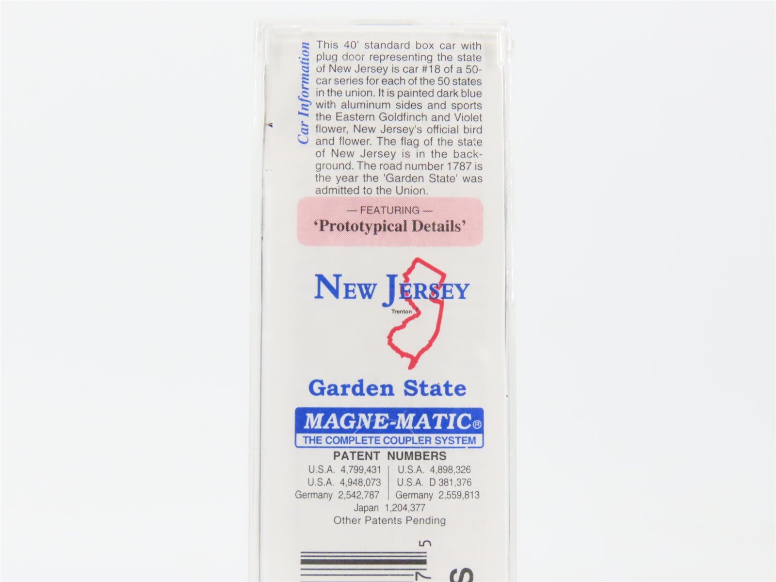 N Scale Micro-Trains MTL 21382 NJ New Jersey State 40' Standard Boxcar #1787