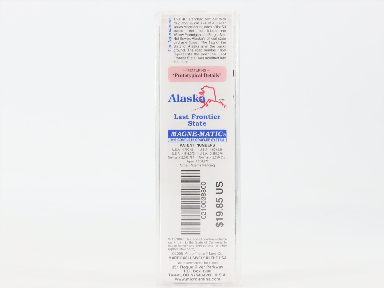 N Scale Micro-Trains MTL 02100388 AK Alaska State 40' Standard Boxcar #1959