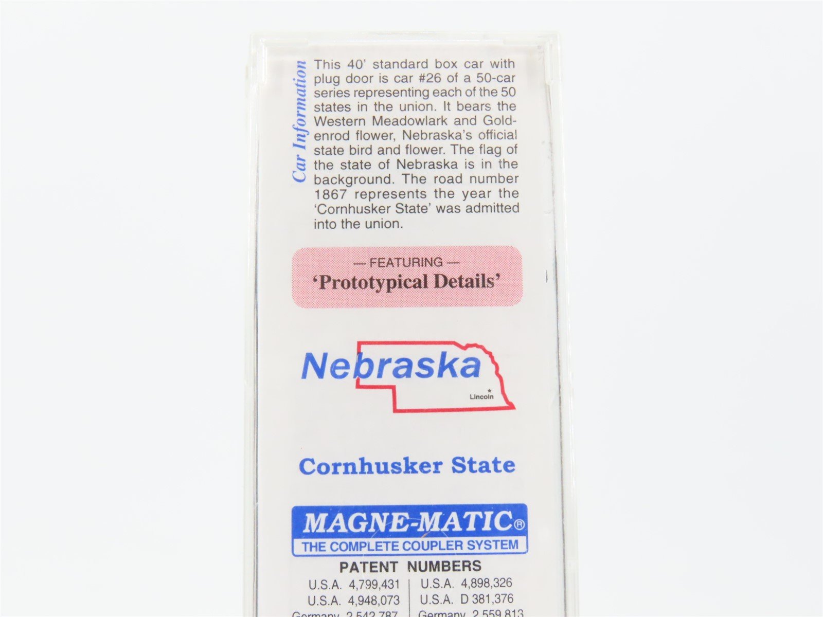 N Scale Micro-Trains MTL 02100390 NE Nebraska State 40' Standard Boxcar #1867