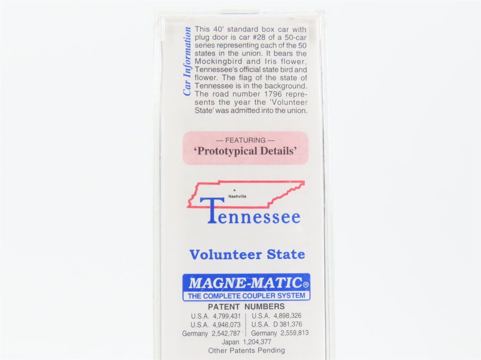 N Scale Micro-Trains MTL 02100392 TN Tennessee State 40' Standard Boxcar #1796