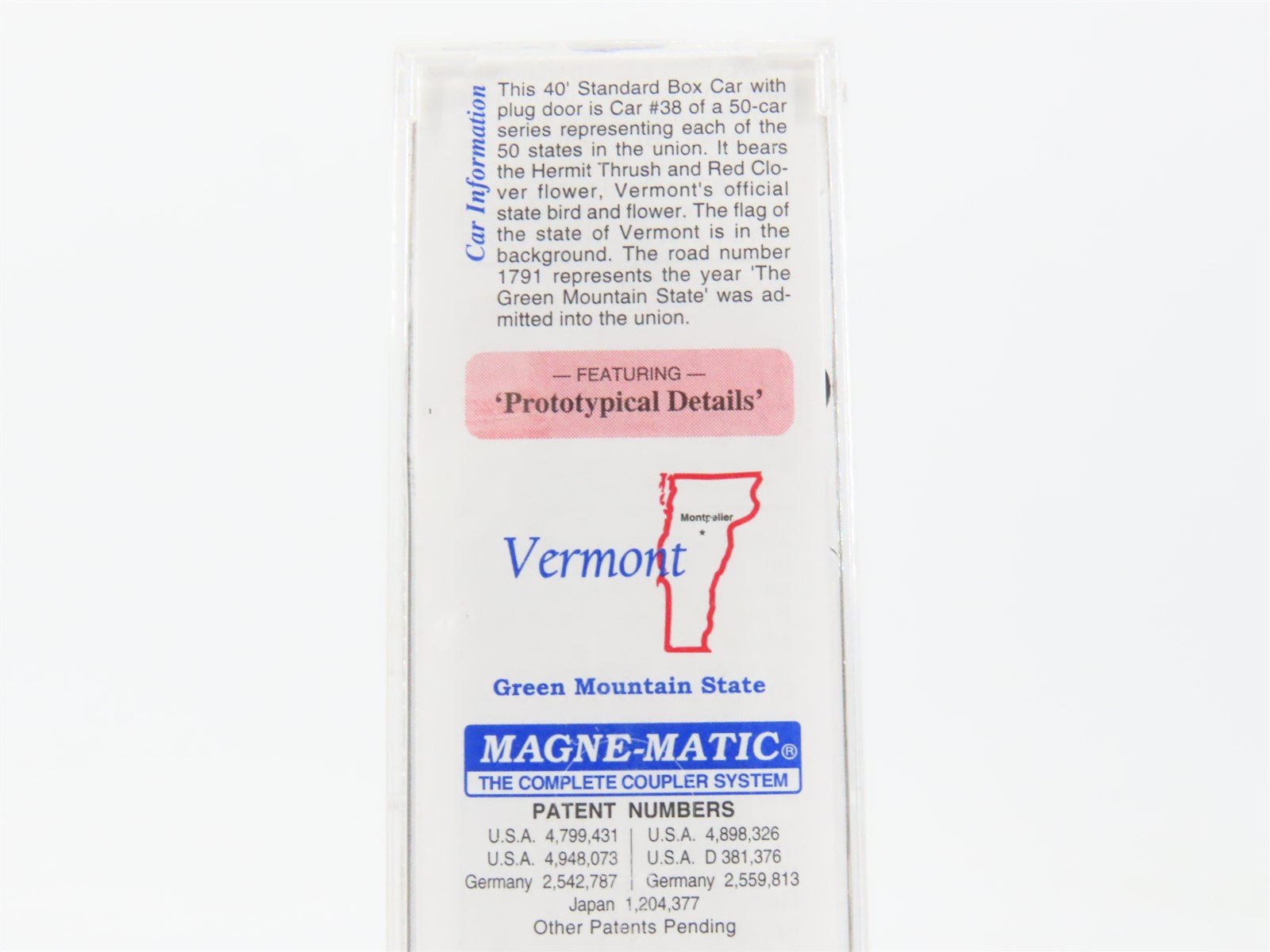 N Scale Micro-Trains MTL 02100402 VT Vermont State 40' Standard Boxcar #1791
