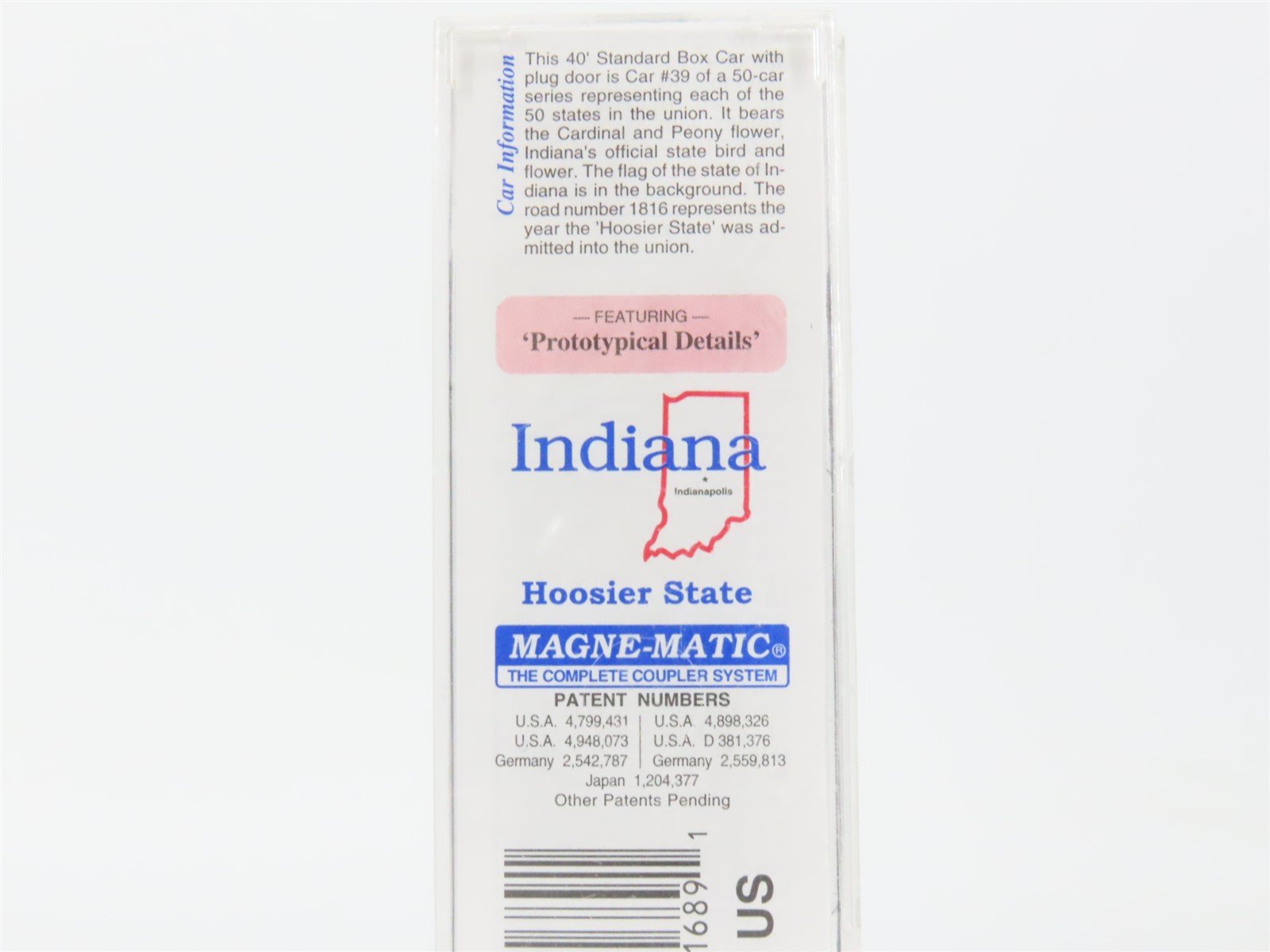 N Scale Micro-Trains MTL 02100403 IN Indiana State 40' Standard Boxcar #1816