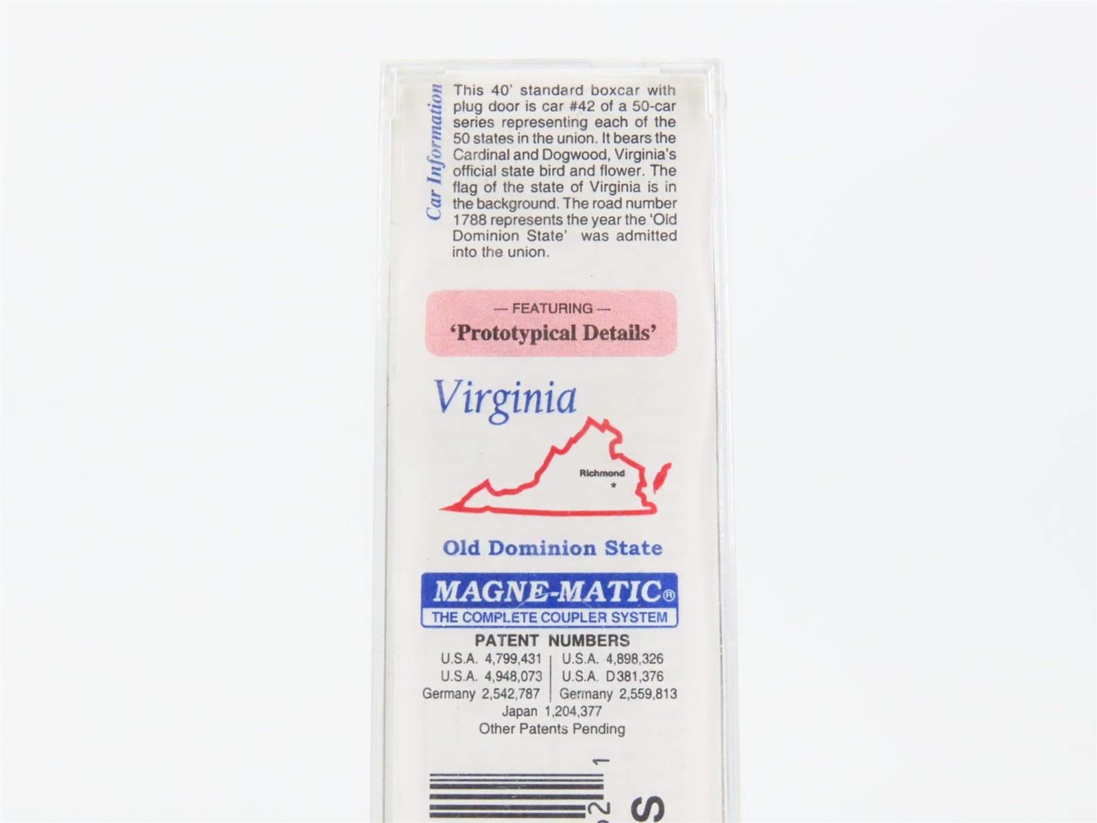 N Scale Micro-Trains MTL 02100406 VA Virginia State 40' Standard Boxcar #1788