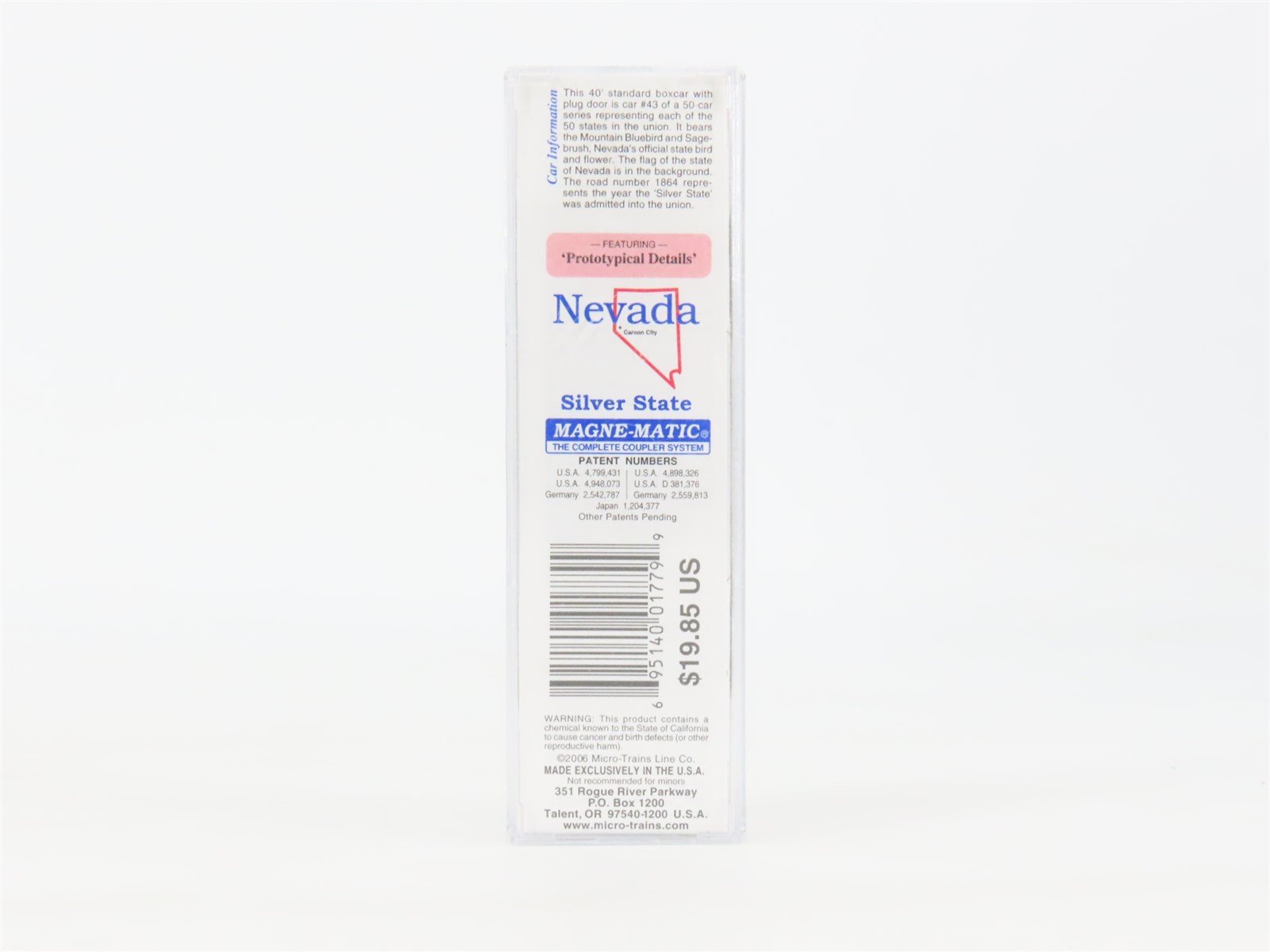 N Scale Micro-Trains MTL 02100407 NV Nevada State 40' Standard Boxcar #1864