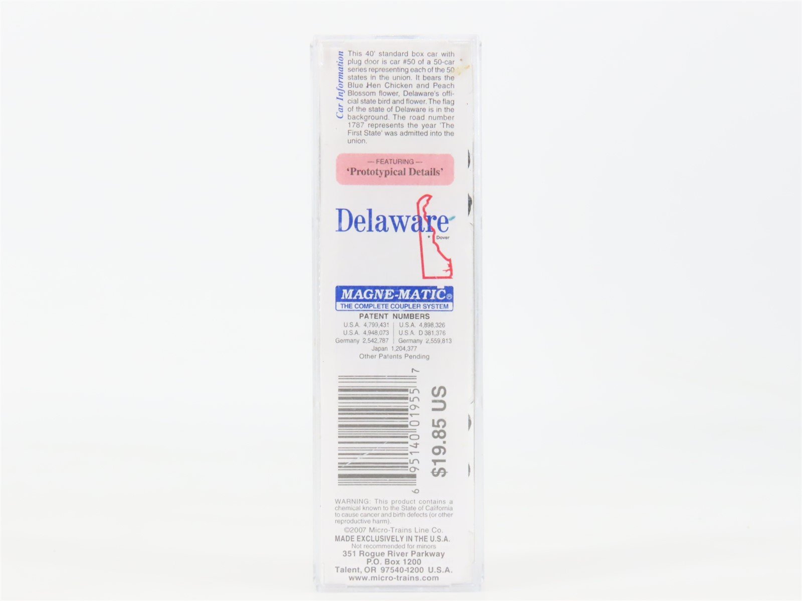 N Scale Micro-Trains MTL 02100414 DE Delaware State 40' Standard Boxcar #1787
