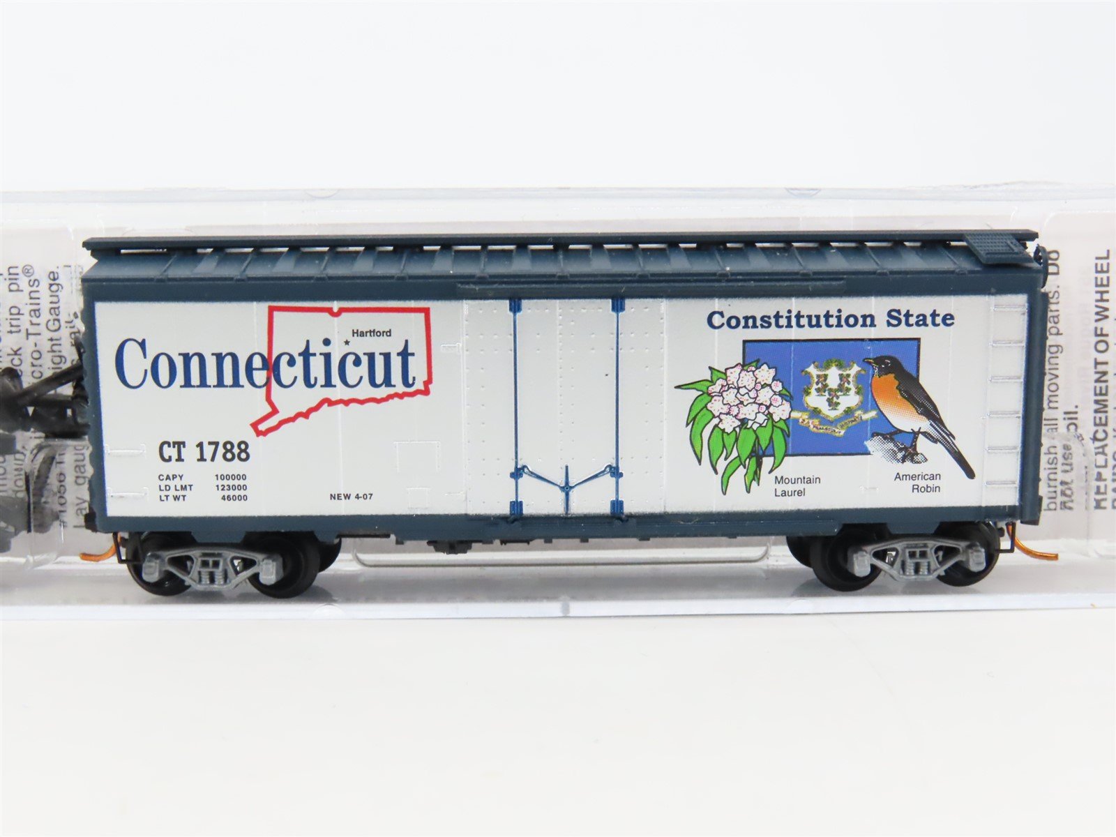 N Scale Micro-Trains MTL 02100412 CT Connecticut State 40' Boxcar #1788