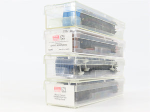 LOT of 4 N Scale Micro-Trains MTL GN/FEC/GTW Assorted 40' & 50' Boxcars