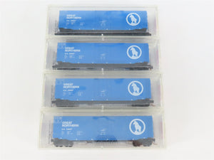 LOT of 4 N Scale Micro-Trains MTL GN Great Northern Big Sky Blue 50' Boxcars