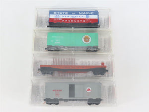 LOT of 4 N Scale Micro-Trains MTL NH/FP/CIL/IC Flatcar & 40' Boxcars