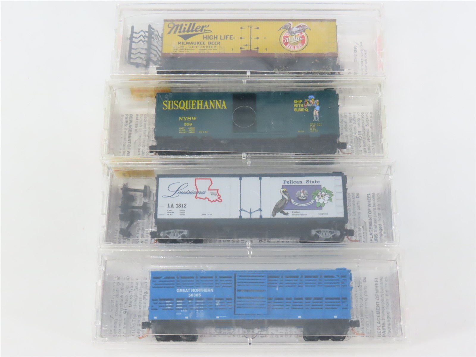 LOT of 4 N Scale Micro-Trains MTL NYSW/GN/URTC/Louisiana 40' Boxcars