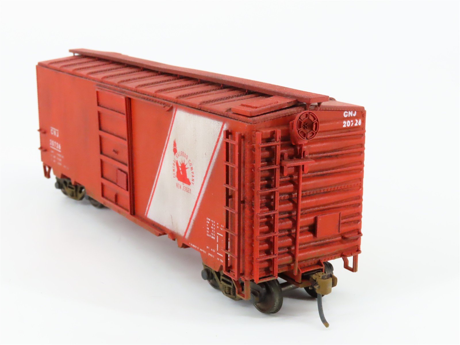 HO Scale Accurate 1002 CNJ Central of New Jersey 40' Boxcar #20726 Weathered
