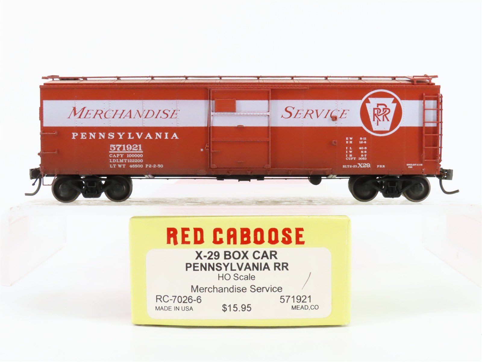 HO Red Caboose RC-7026-6 PRR Pennsylvania X-29 50' Boxcar #571921 Weathered