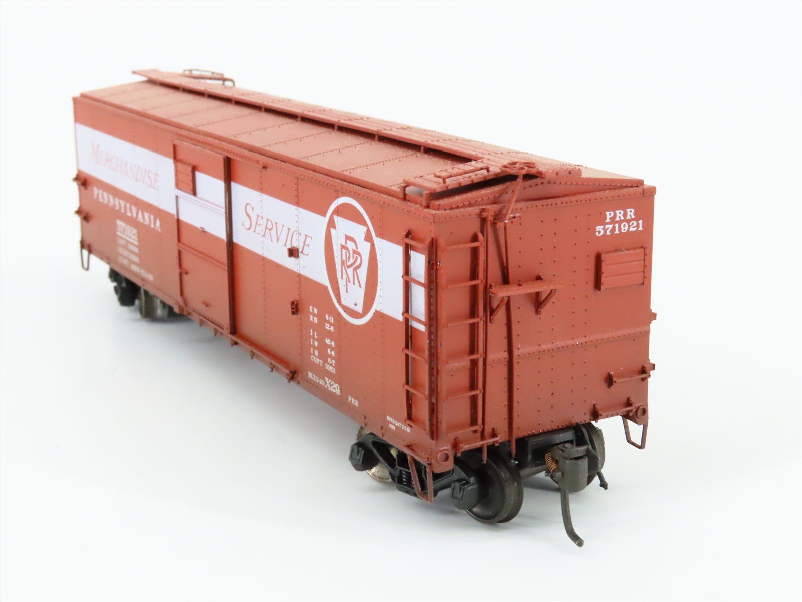 HO Red Caboose RC-7026-6 PRR Pennsylvania X-29 50' Boxcar #571921 Weathered