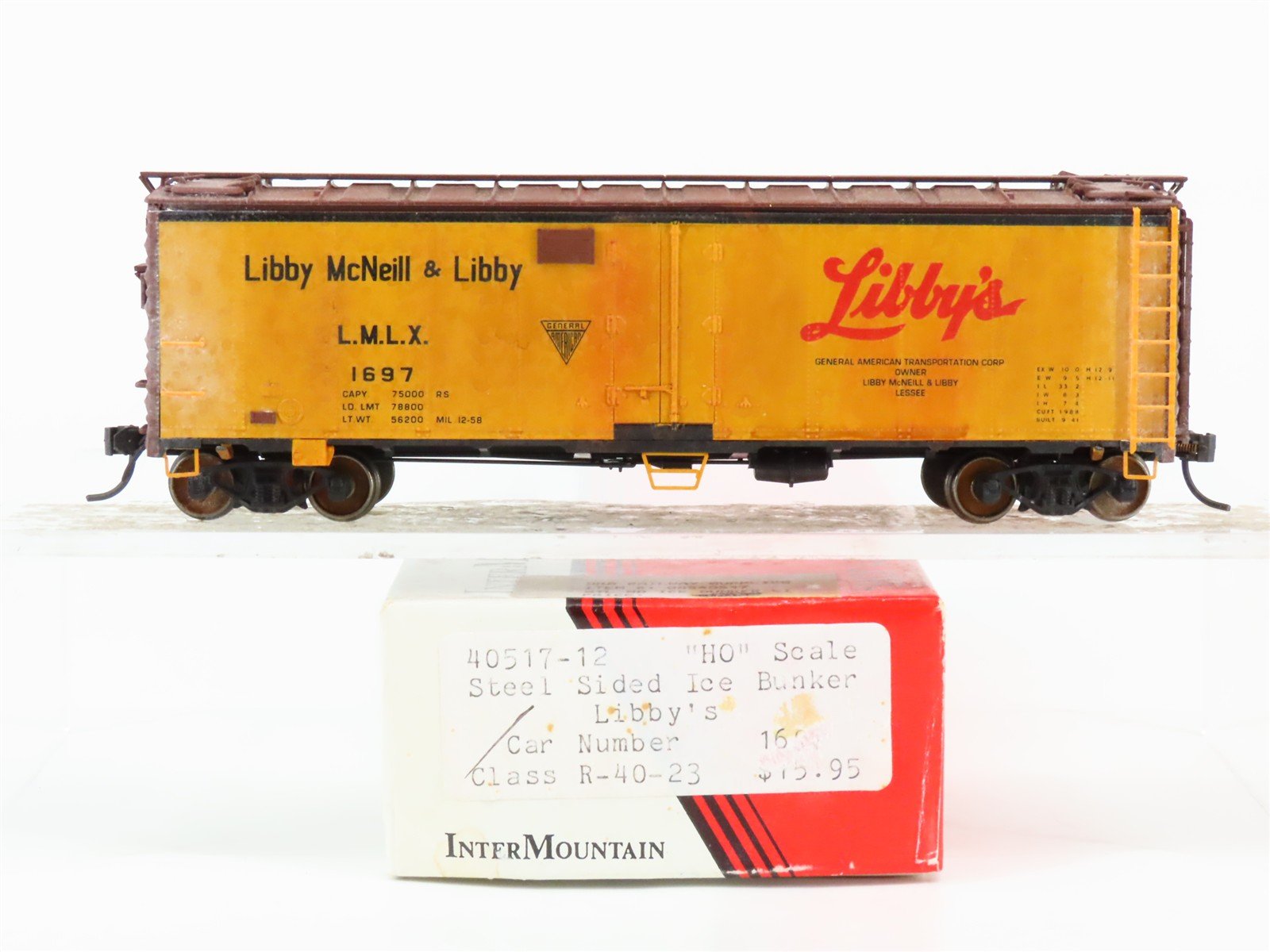 HO Scale Intermountain 40517-12 LMLX Libby Ice Reefer #1697 Weathered