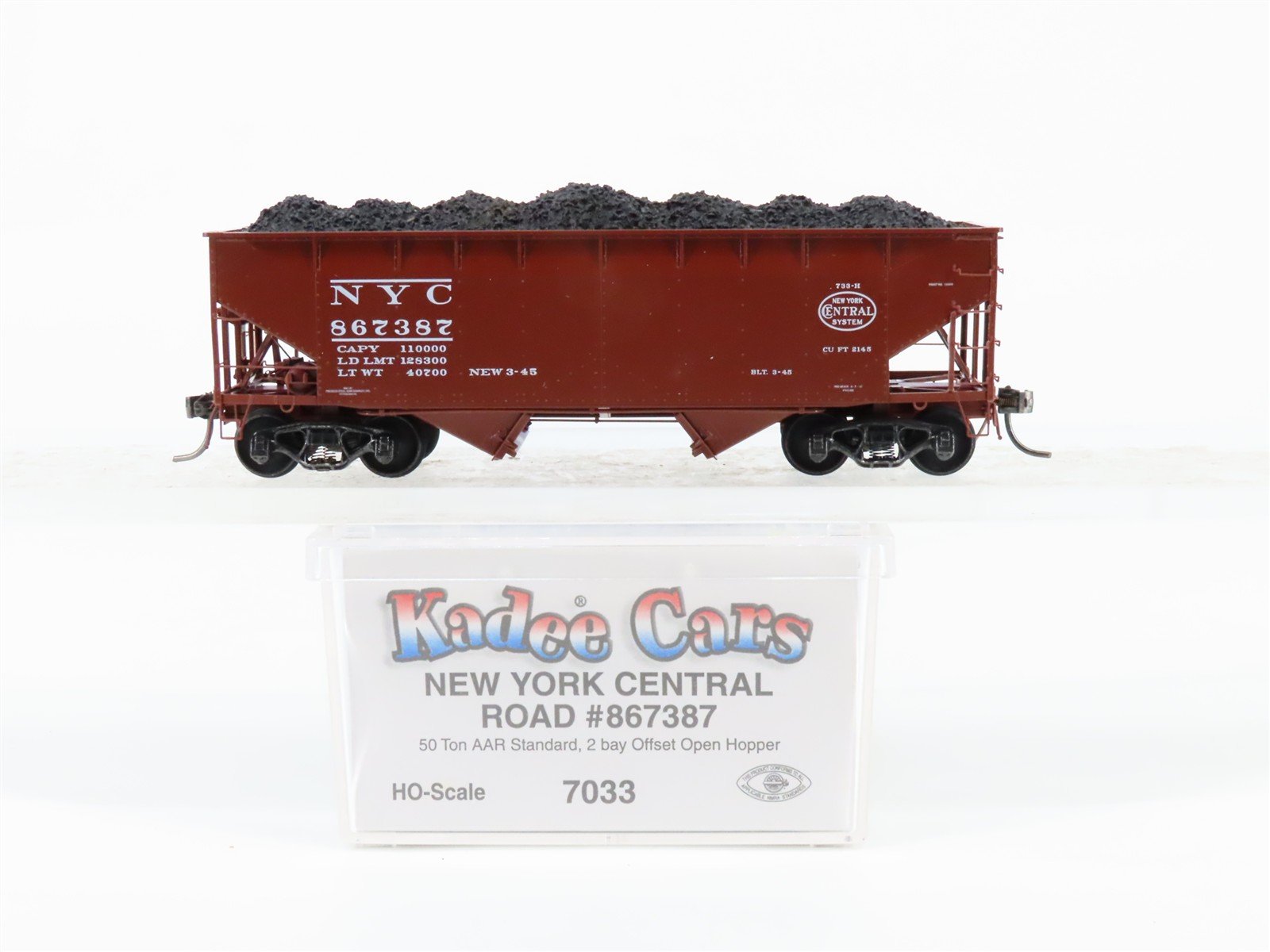 HO Scale Kadee 7033 NYC New York Central 2-Bay Open Hopper #867387 w/Coal Load