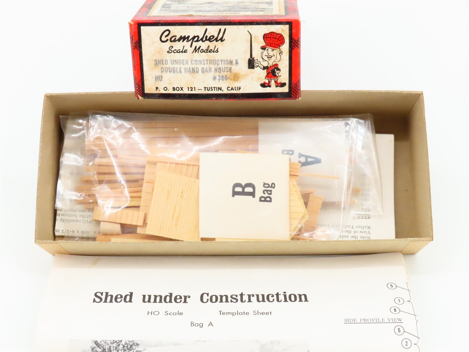 HO Scale Campbell 368 Shed Under Construction Building Kit
