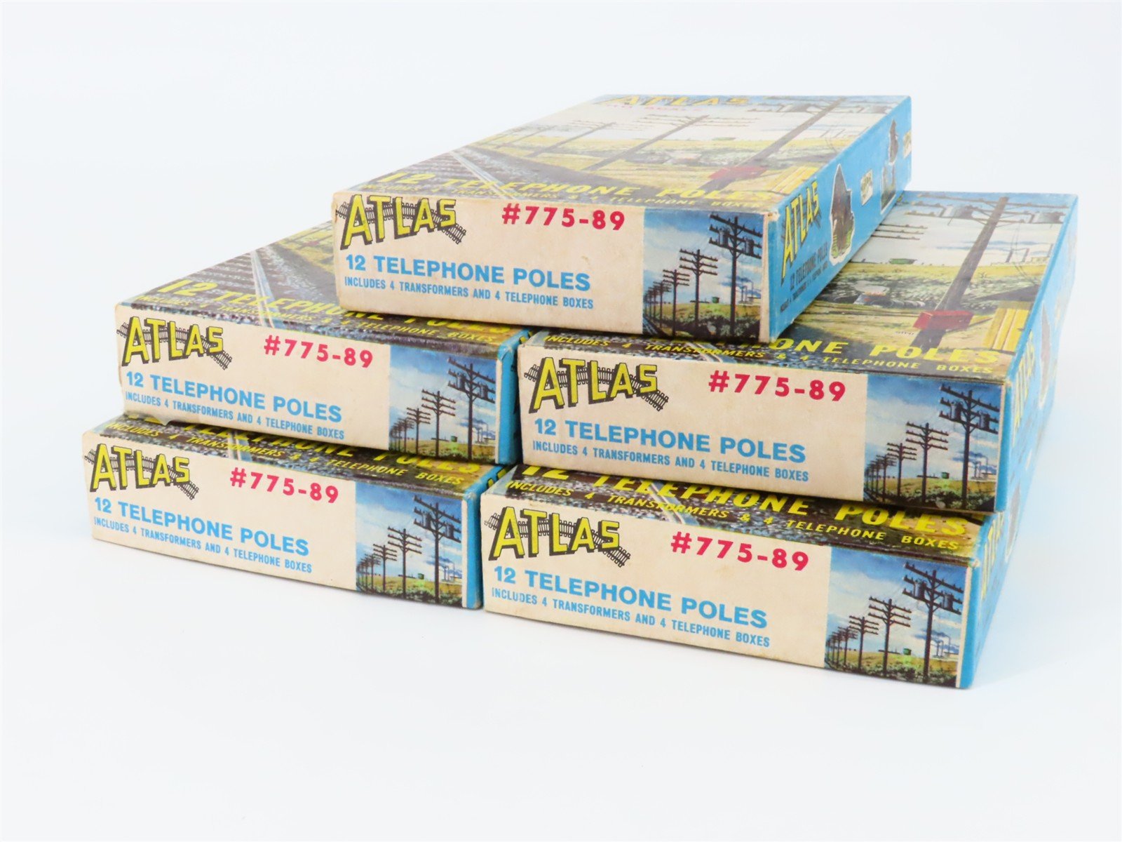 LOT of 5 HO Scale Atlas 775-89 12 Telephone Pole Packs