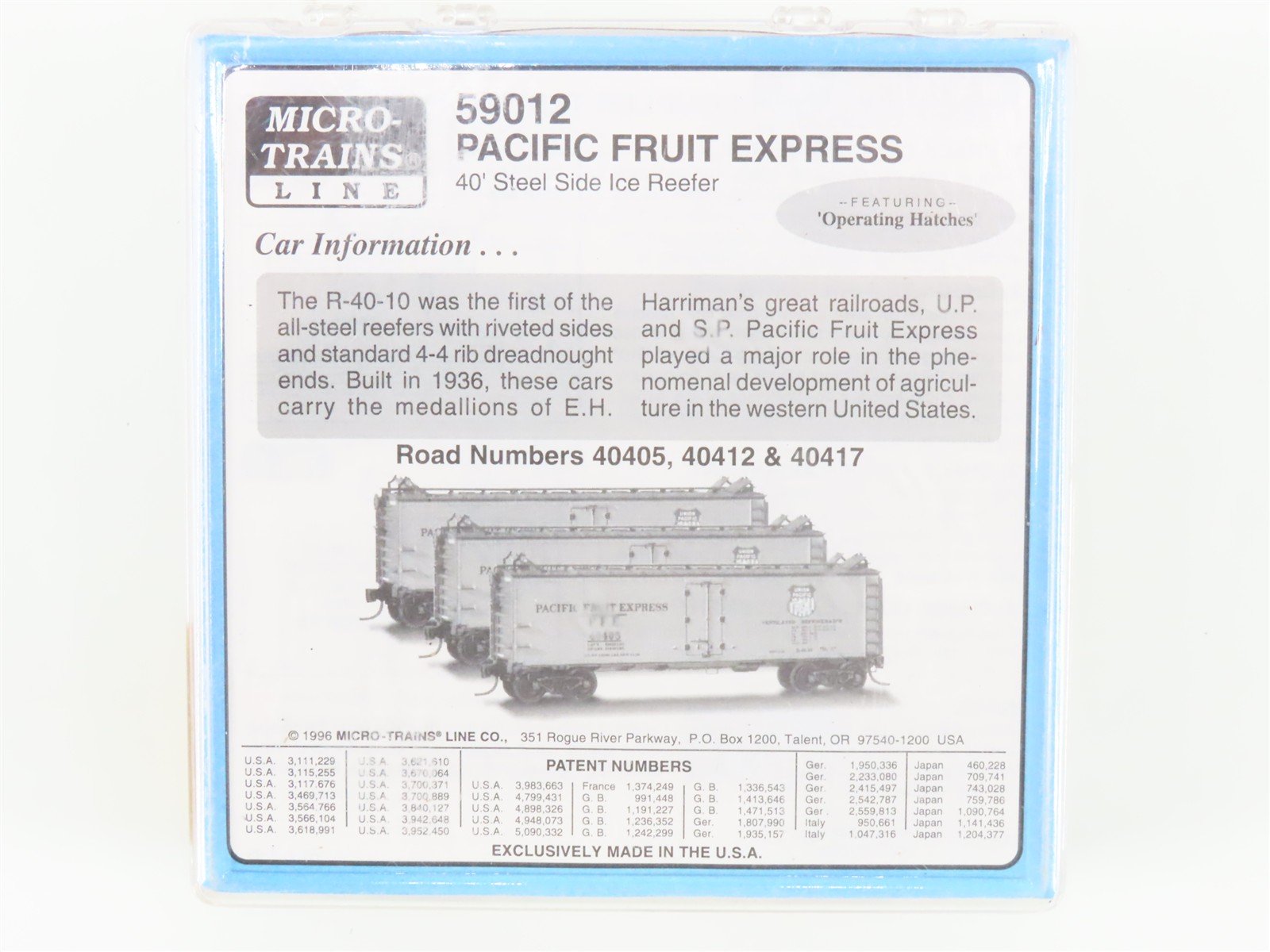 N Scale Micro-Trains MTL 59012 PFE Pacific Fruit Express 40' Ice Reefer 3-Pack