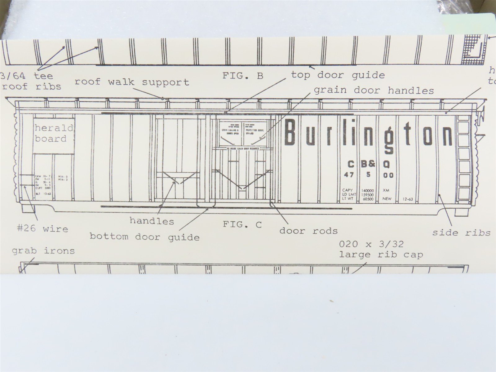 HO Scale Ambroid Kit H-4 CB&Q Burlington Route Plug Door Box Car