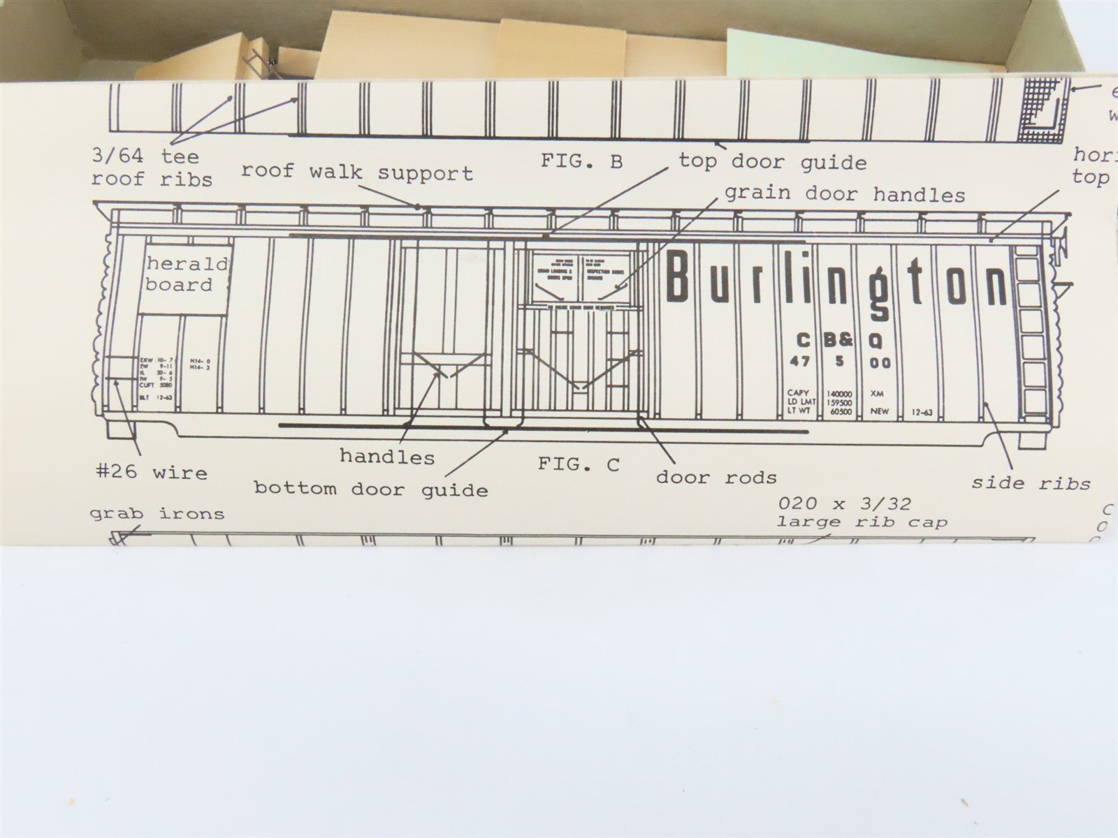 HO Scale Ambroid Kit H-4 CB&Q Burlington Route Plug Door Box Car