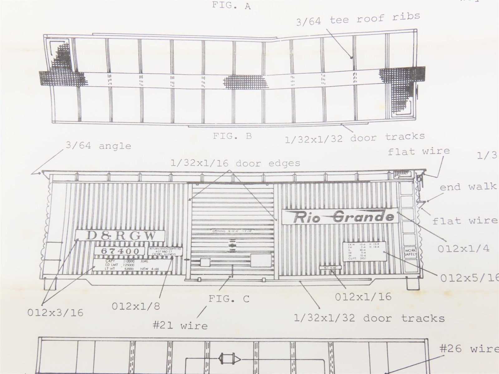 HO Scale Ambroid Kit H-7 D&RGW Rio Grande Railroad 40' Vertical Ribbed Box Car