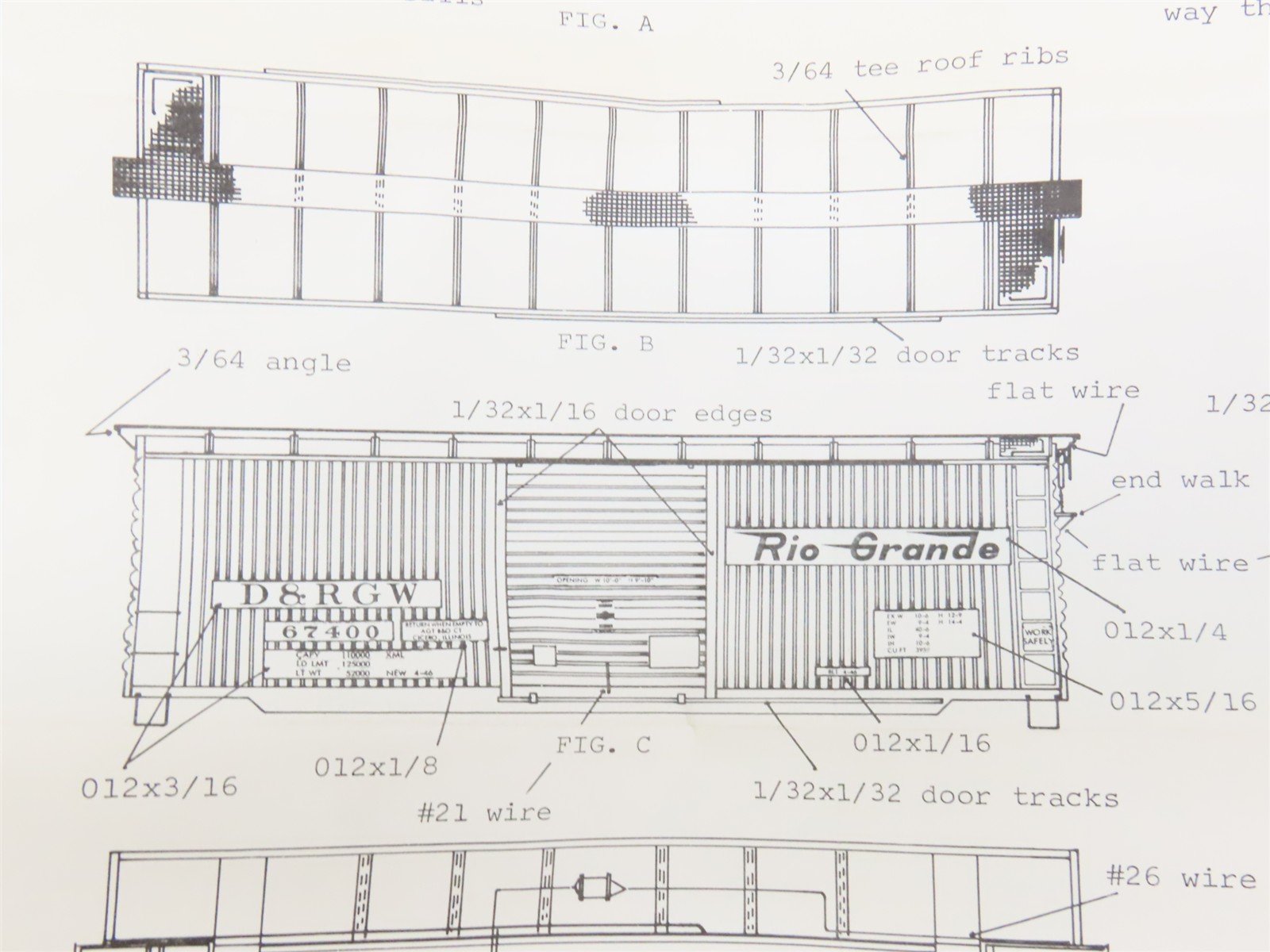 HO Scale Ambroid Kit H-7 D&RGW Rio Grande Railroad 40' Vertical Ribbed Box Car