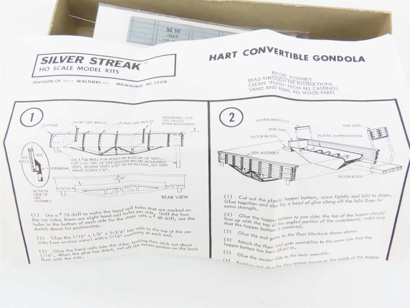 HO Silver Streak Kit 929-804 MW Maintenance of Way Ballast Work Gondola #367