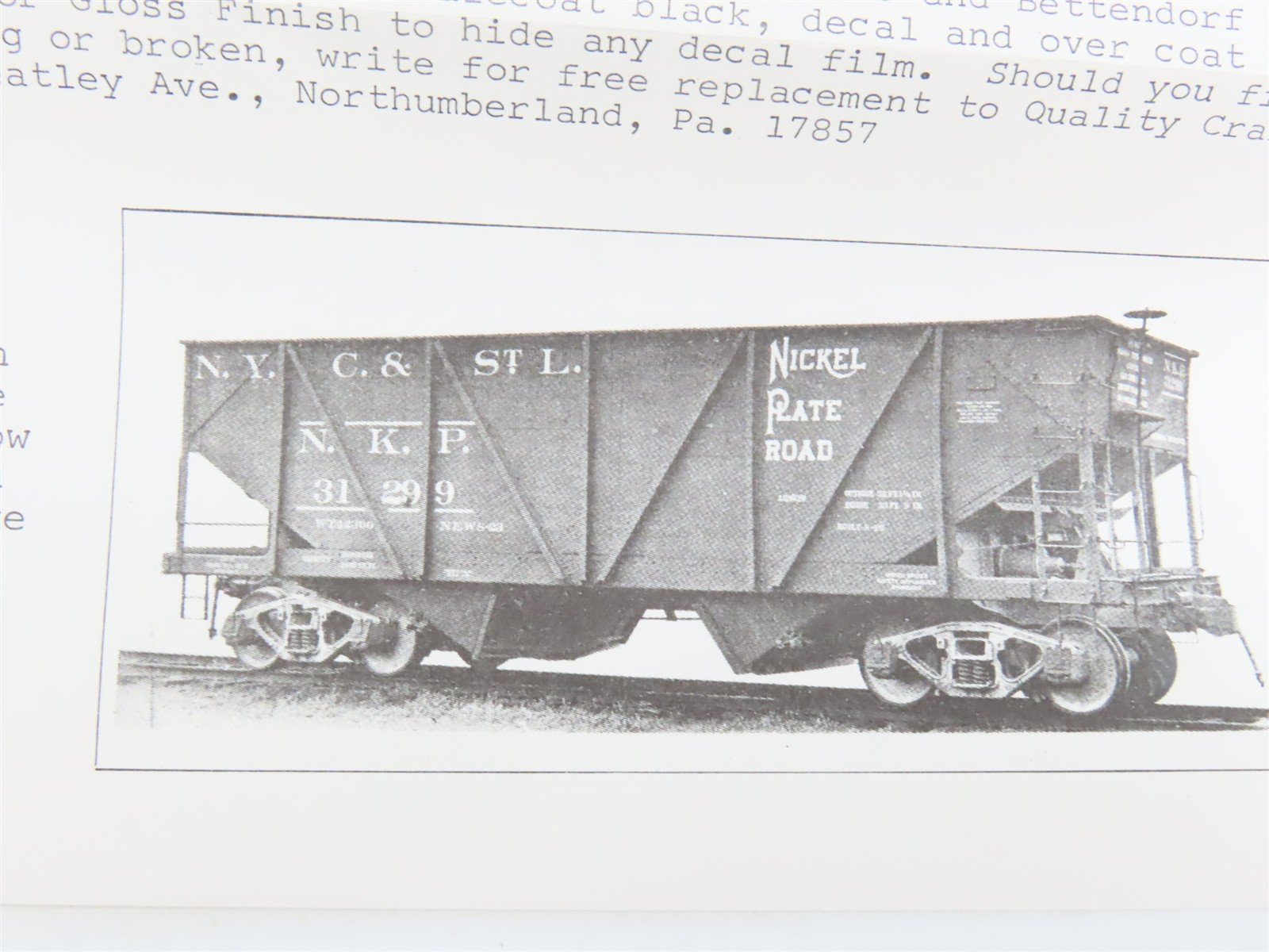 HO Scale Ambroid Kit H-12 NKP Nickel Plate Road 50-Ton Composite Hopper