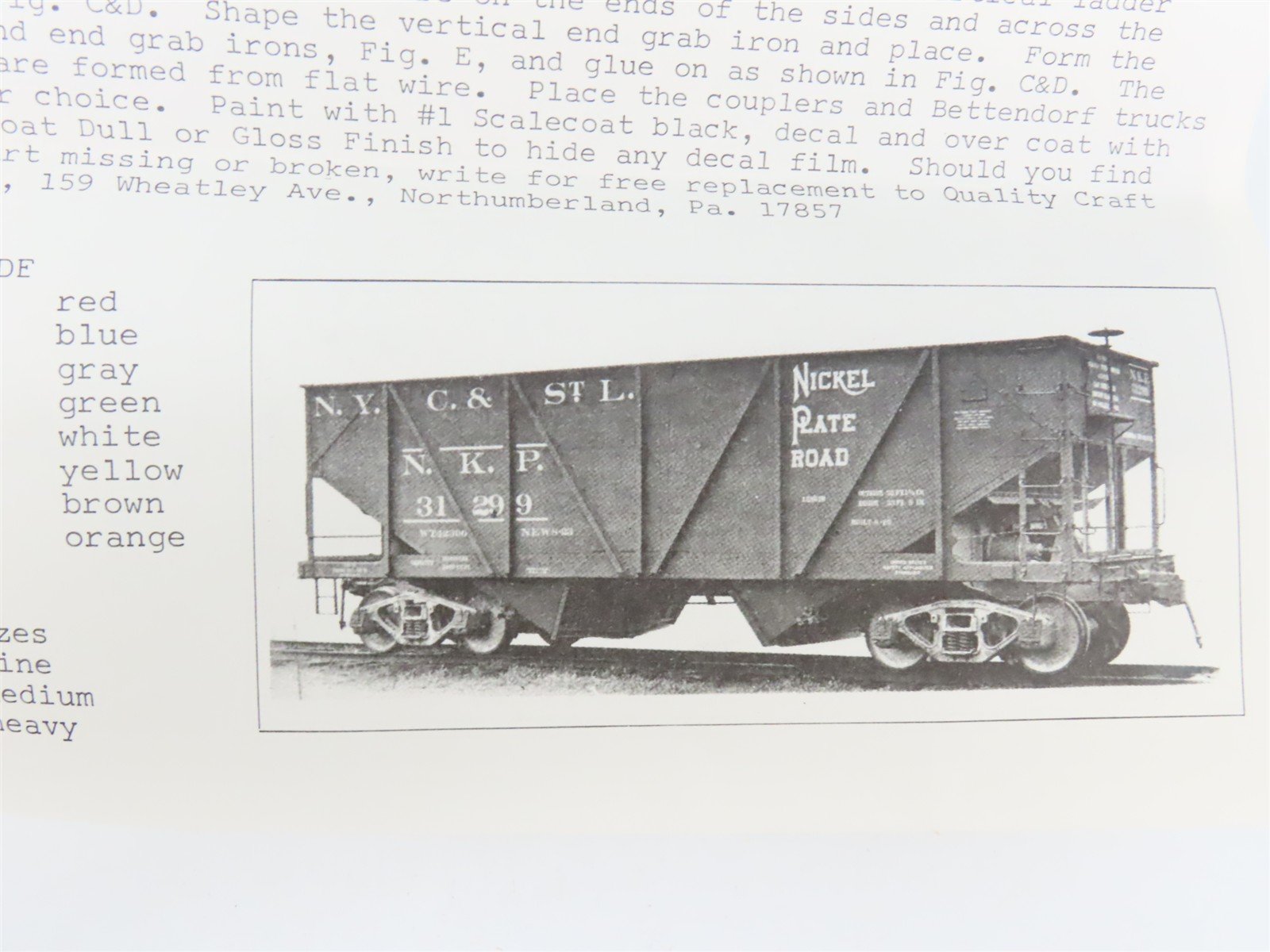 HO Scale Ambroid Kit H-12 NKP Nickel Plate Road 50-Ton Composite Hopper