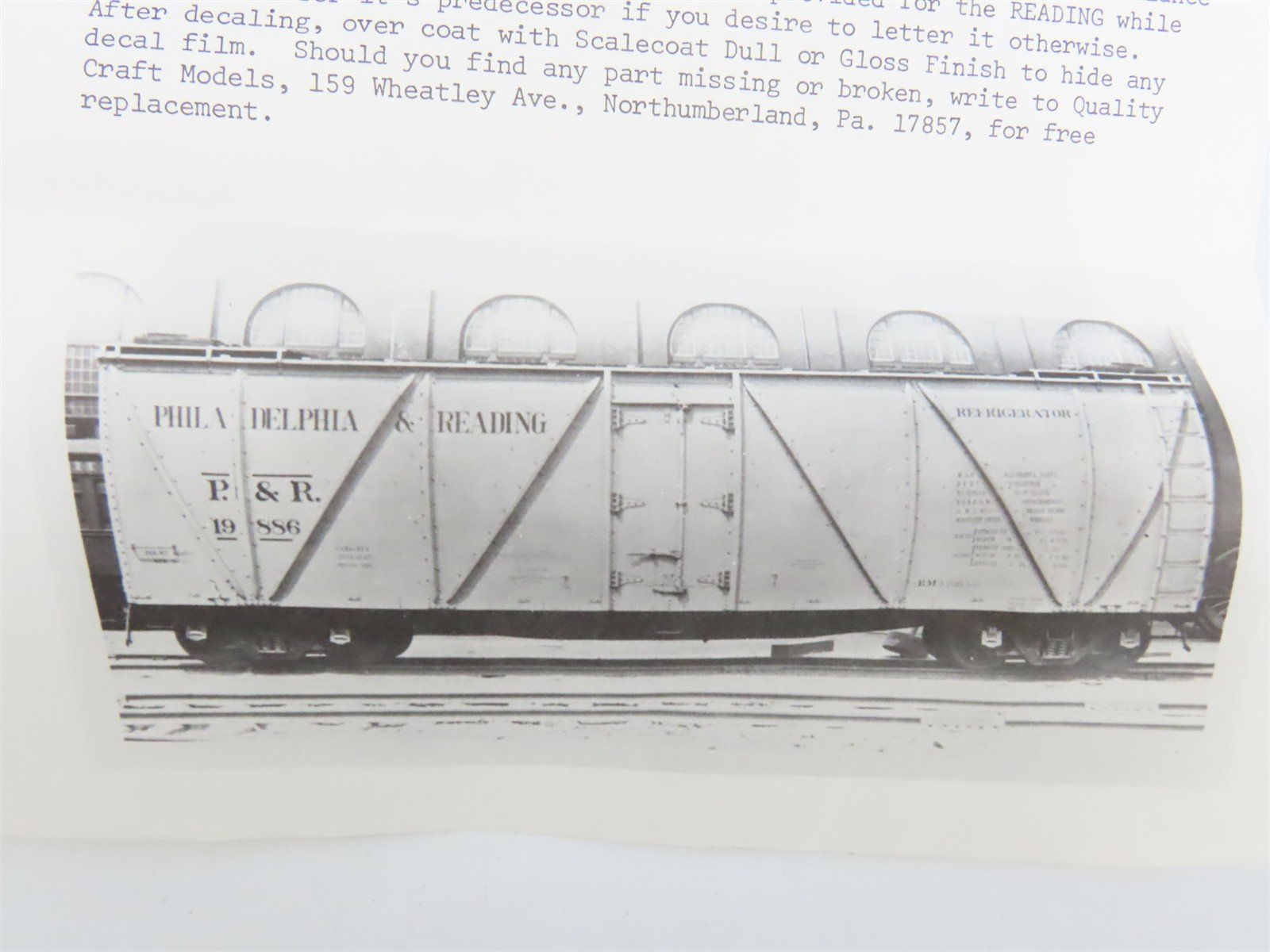 HO Scale Ambroid Kit H-14 RDG Reading Railroad Outside Braced Reefer