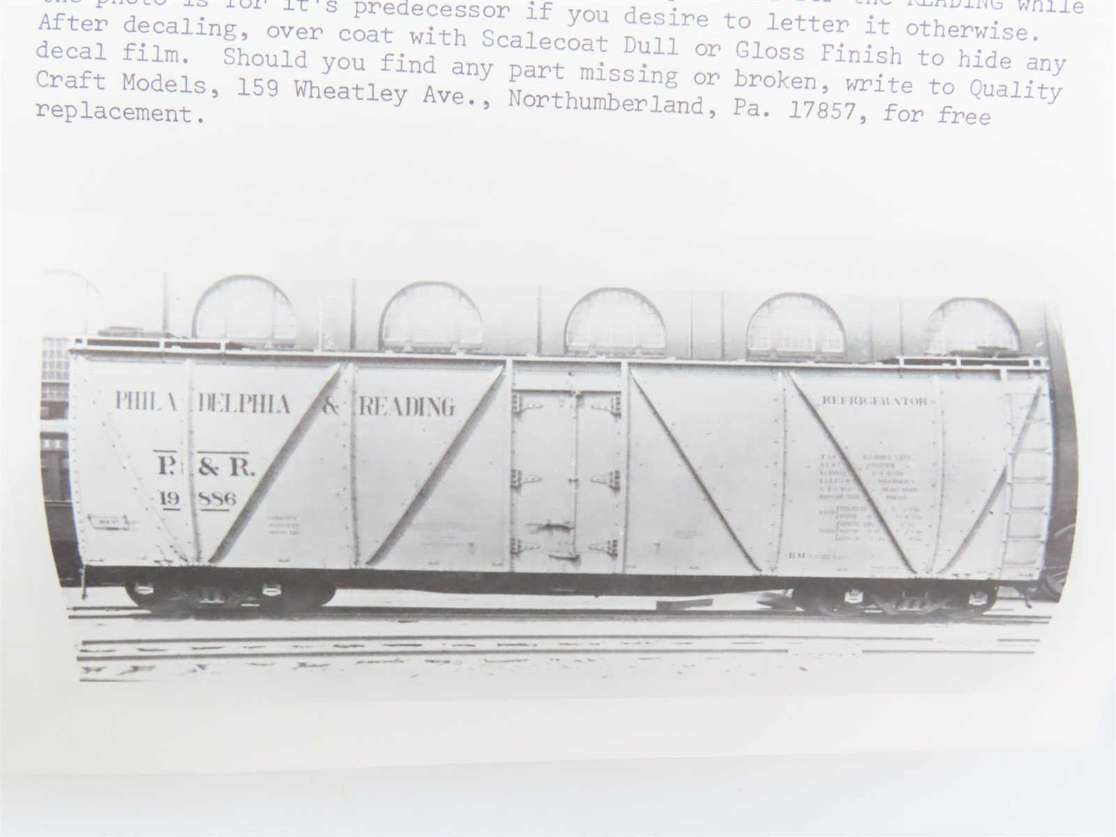 HO Scale Ambroid Kit H-14 RDG Reading Railroad Outside Braced Reefer