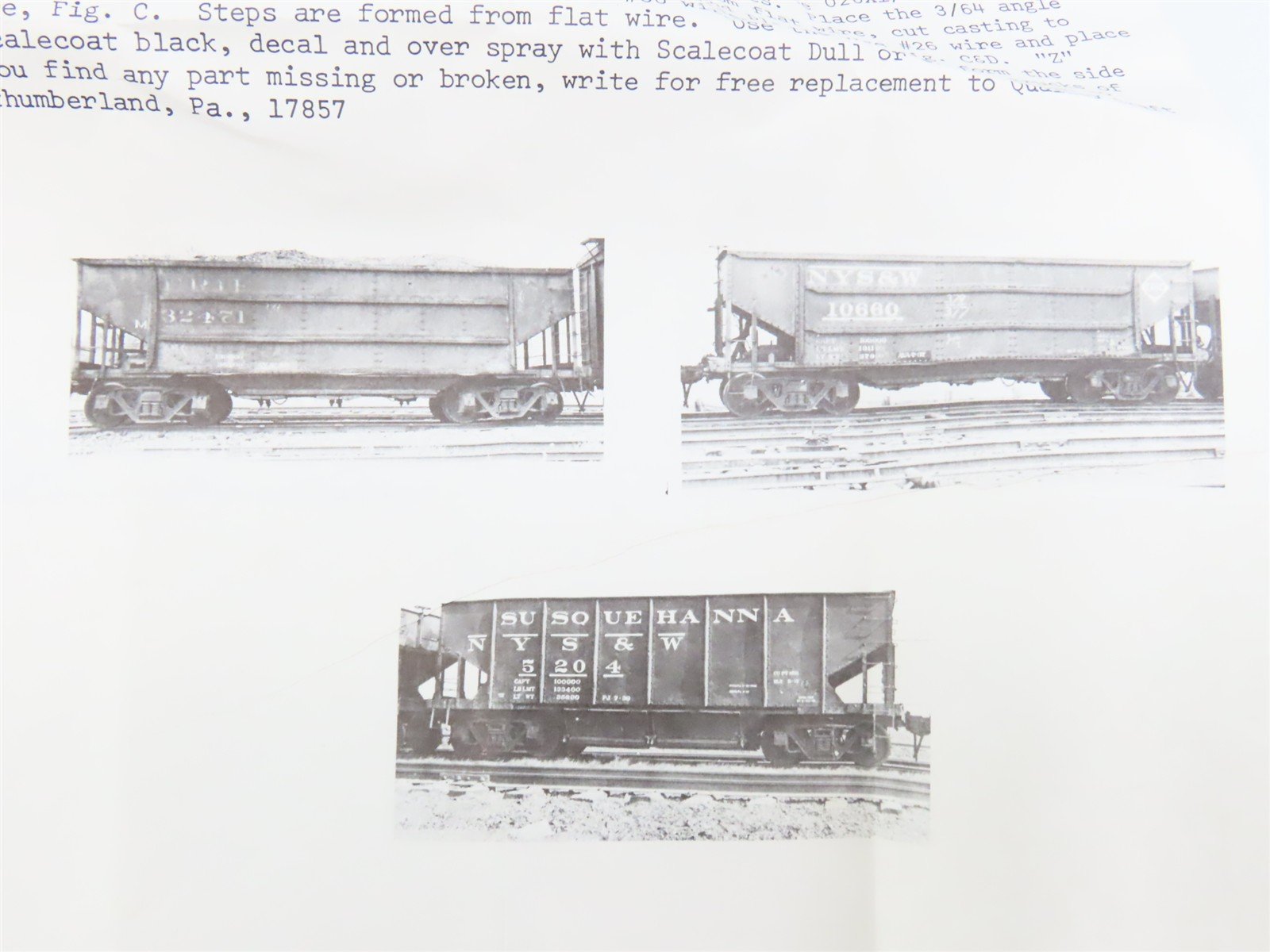 HO Scale Ambroid Kit H-17 ERIE Susquehanna 50-Ton 3-Bay Hopper