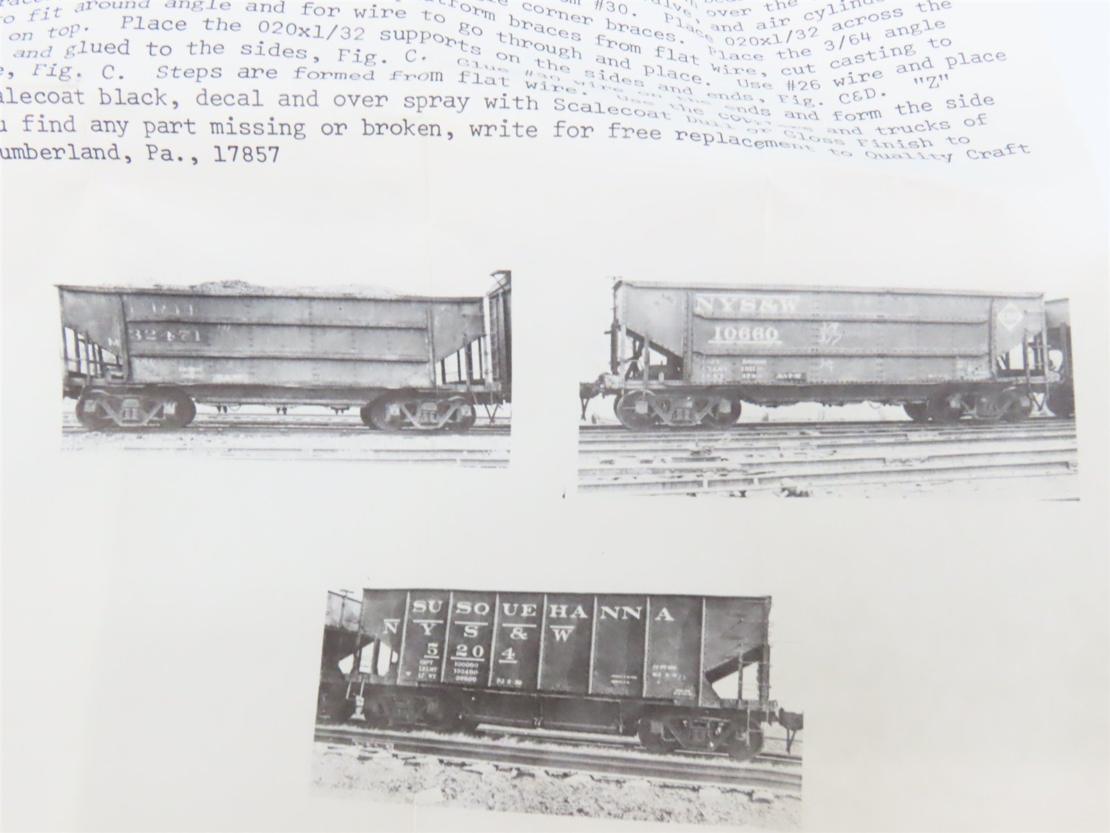HO Scale Ambroid Kit H-17 ERIE-Susquehanna 50-Ton 3-Bay Hopper