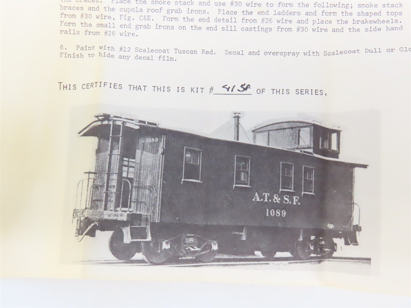 HO Scale Ambroid Kit H-22 AT&SF Santa Fe Railroad Caboose