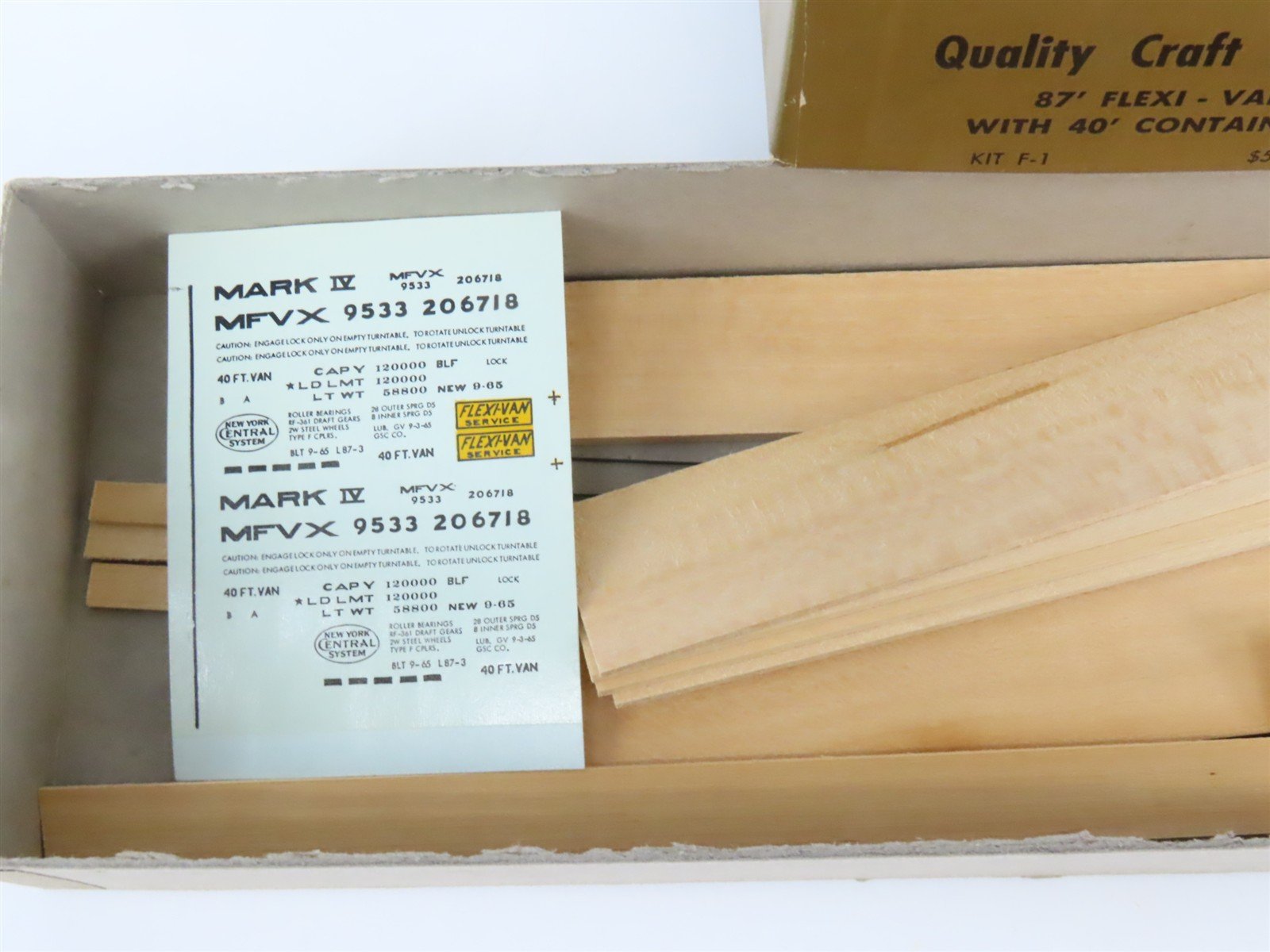 HO Scale Quality Craft Models Kit F-1 MFVX NYC New York Central 87' Flexi-Van