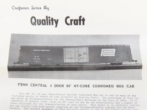 HO Scale Quality Craft Models Kit P-4 PC Penn Central 86' 4-Door Hy-Cube Box Car