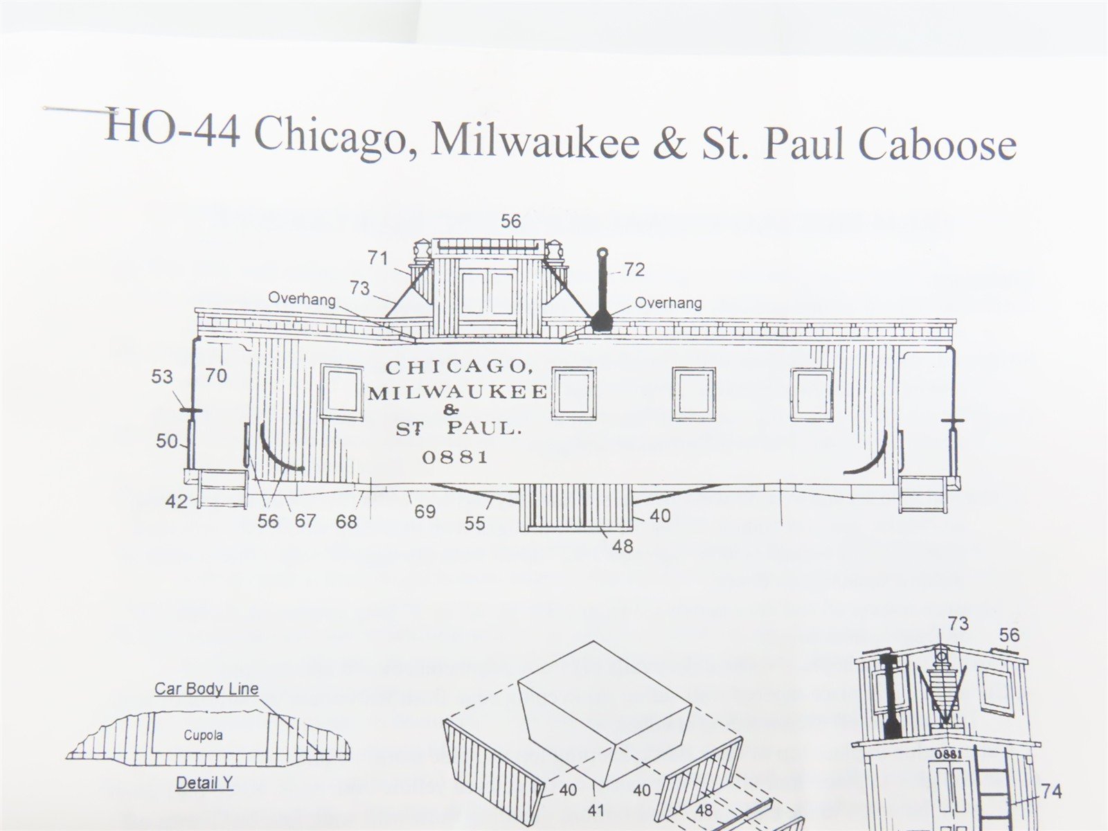 HO Scale La Belle Kit HO-44 CM&StP Chicago Milwaukee & St Paul Railroad Caboose