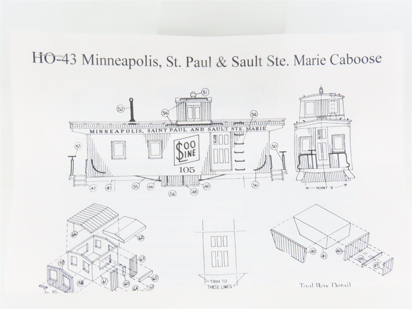 HO Scale La Belle Kit HO-43 SOO Line Caboose #105