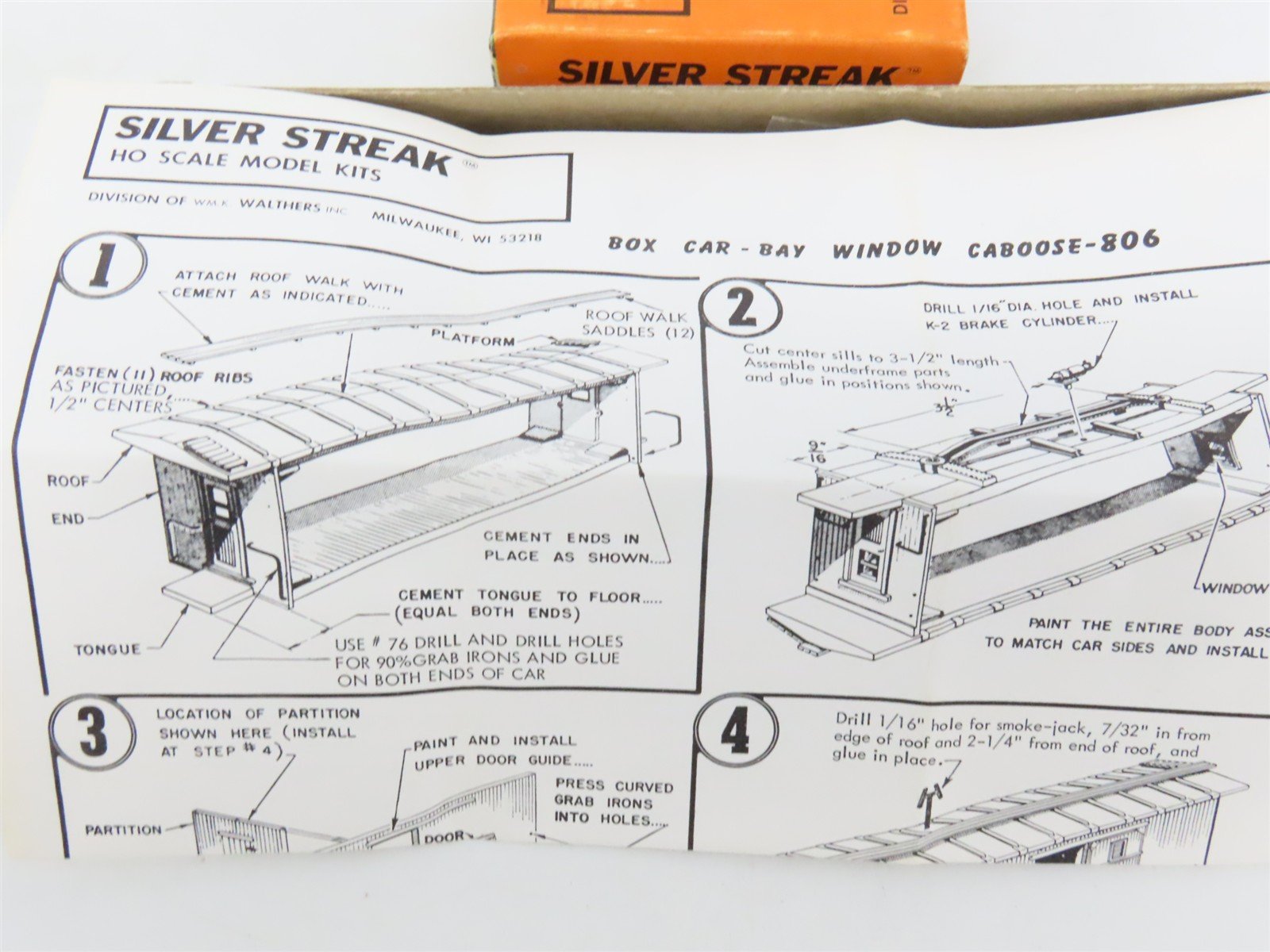 HO Scale Silver Streak Kit 929-806 MW Maintenance of Way Caboose Supply Car #97