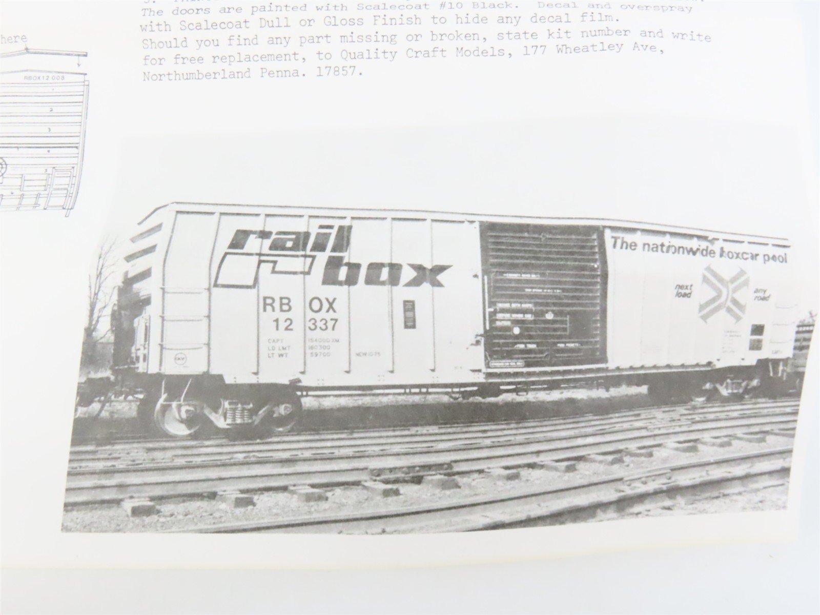 HO Scale Quality Craft Models Kit 330 RBOX Railbox Box Car
