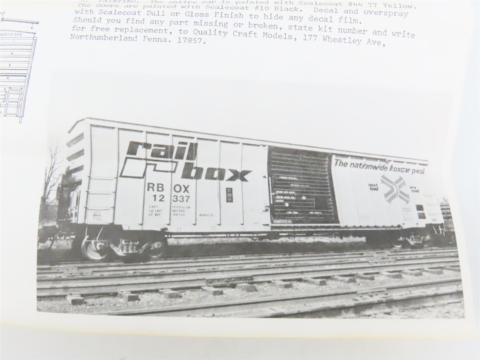 HO Scale Quality Craft Models Kit 330 RBOX Railbox Box Car