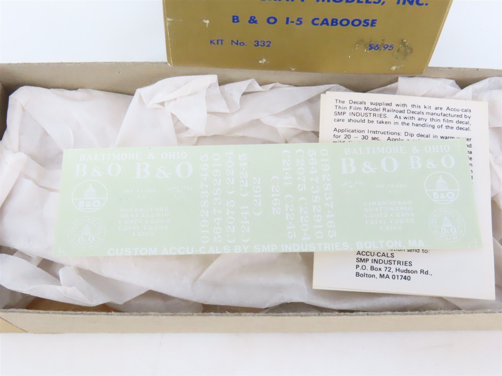 HO Scale Quality Craft Models Kit 332 B&O Baltimore & Ohio Railroad Caboose